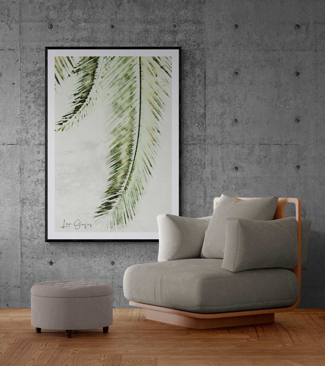 Elegant Palm Fronds Tropical Botanical Line Illustration Poster - Image 2