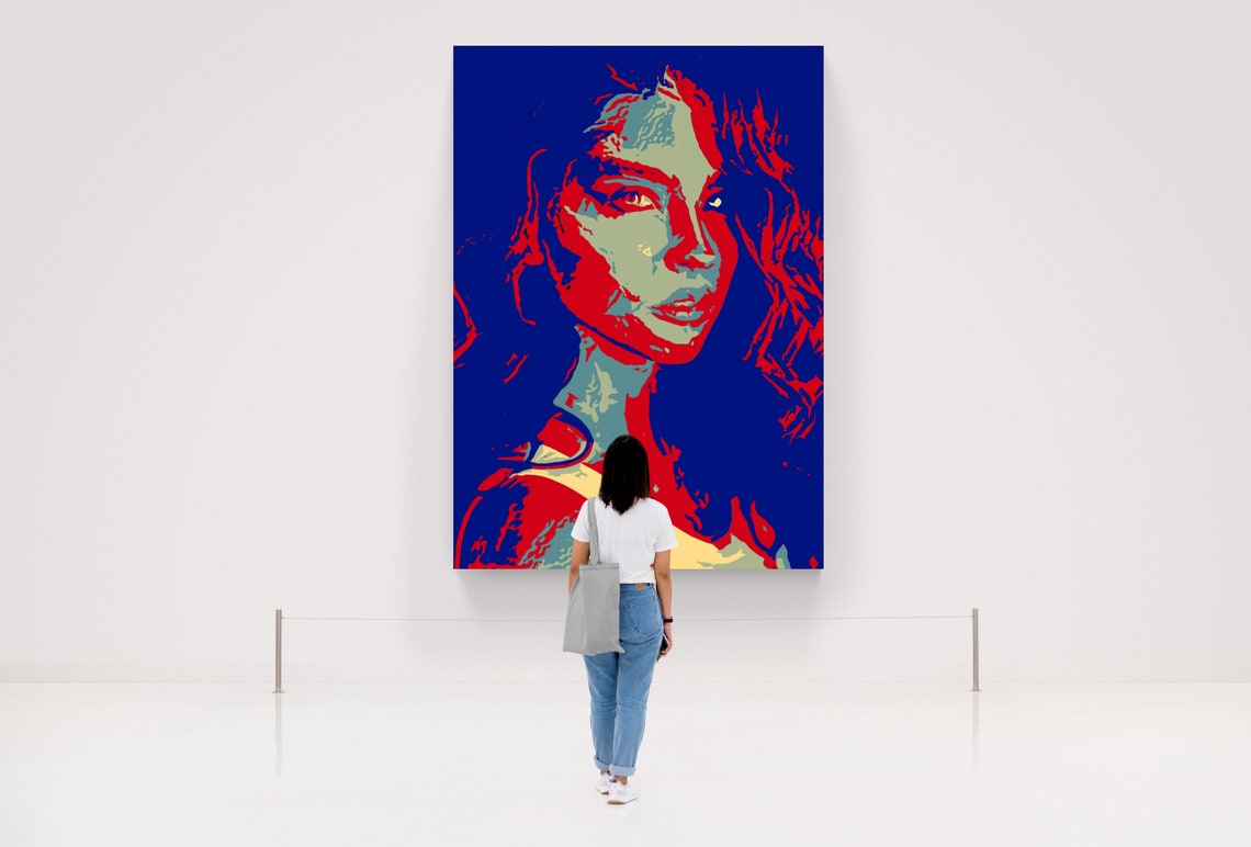 Dramatic Woman Portrait in Red and Blue Pop Art Style Poster Art - Image 6