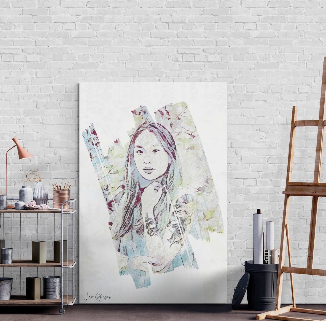 Tattooed Asian Woman Portrait Wall Art Print Asian Woman With Tattoos Painting Modern Large Living Room Poster Entry Hall Art Lobby - Image 6