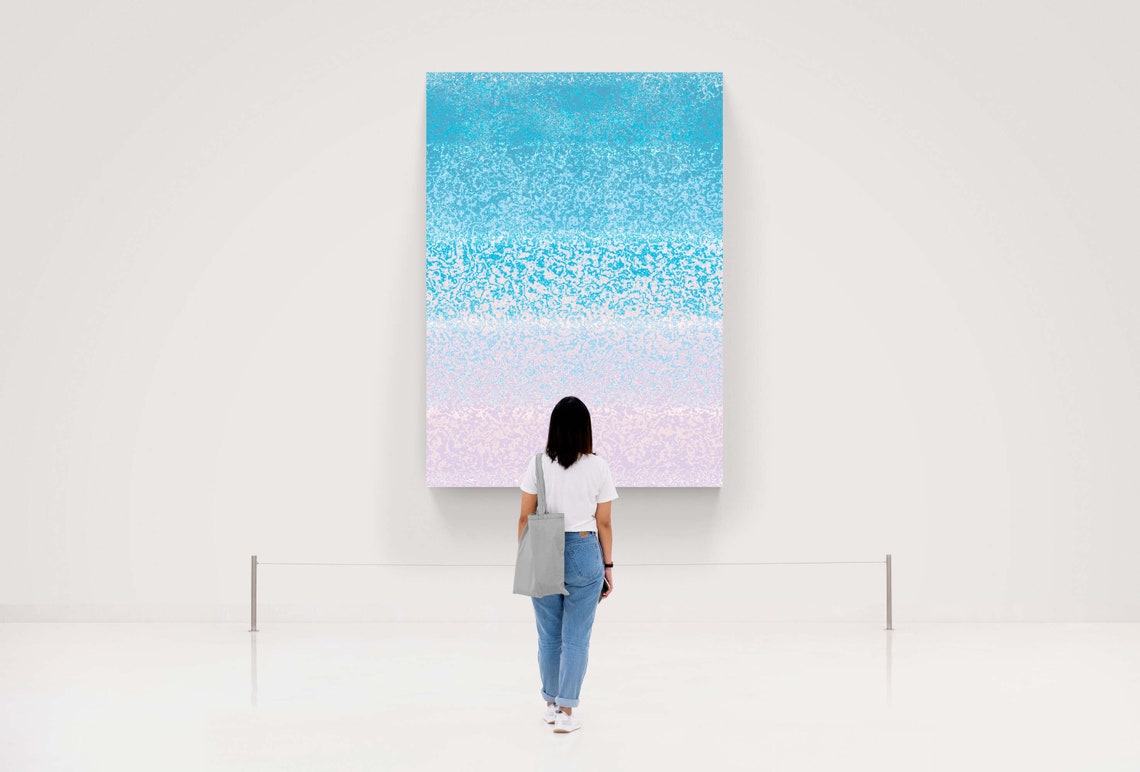 Turquoise to White Ombre Speckled Gradient Abstract Poster Art - Image 3