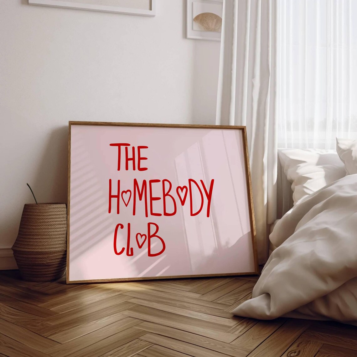 The Homebody Club Red Hand Lettered Cozy Quote Bedroom Poster - Image 2