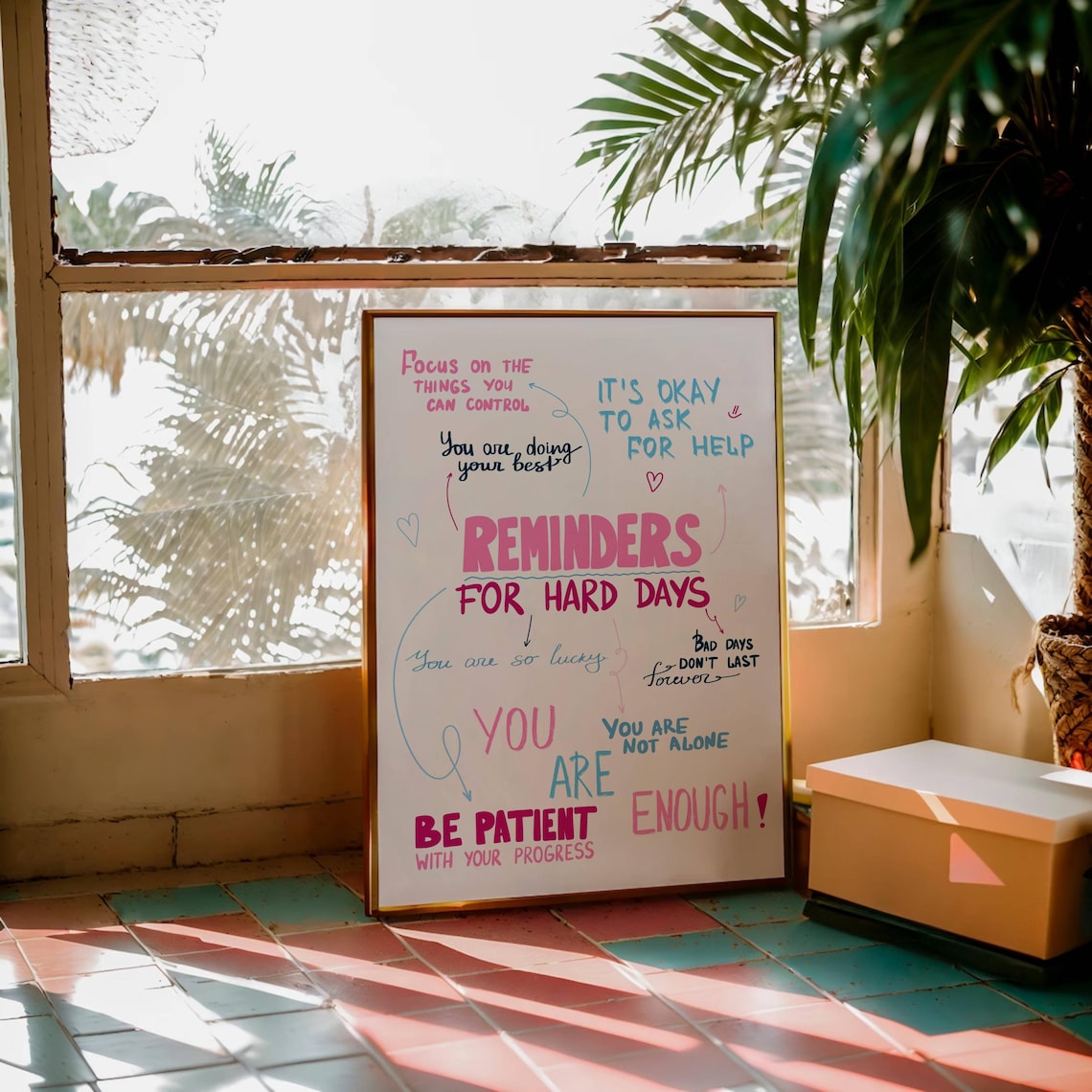 Reminders For Hard Days Quote Poster, Preppy Dorm Decor - Image 2