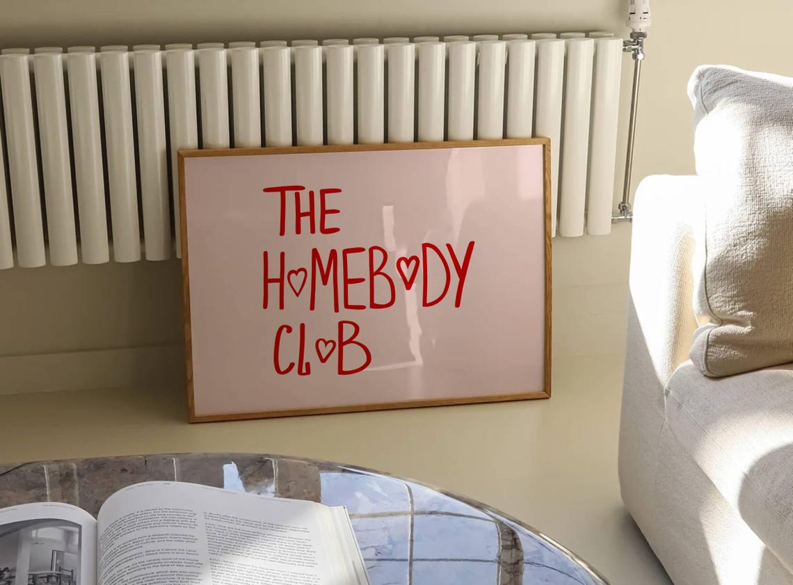 The Homebody Club Red Hand Lettered Cozy Quote Bedroom Poster - Image 3