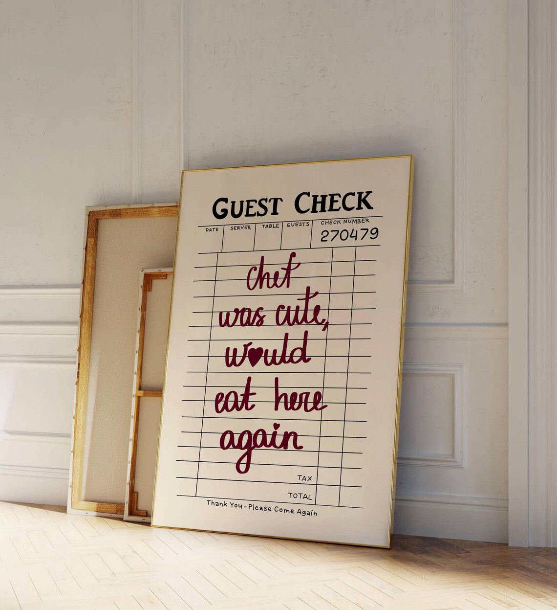 Guest Check Chef Was Cute Retro Kitchen Art Print - Image 3