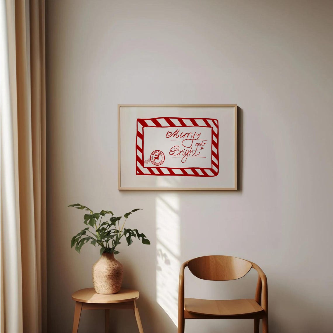 Merry And Bright North Pole Mail Envelope Red Christmas Wall Poster - Image 3