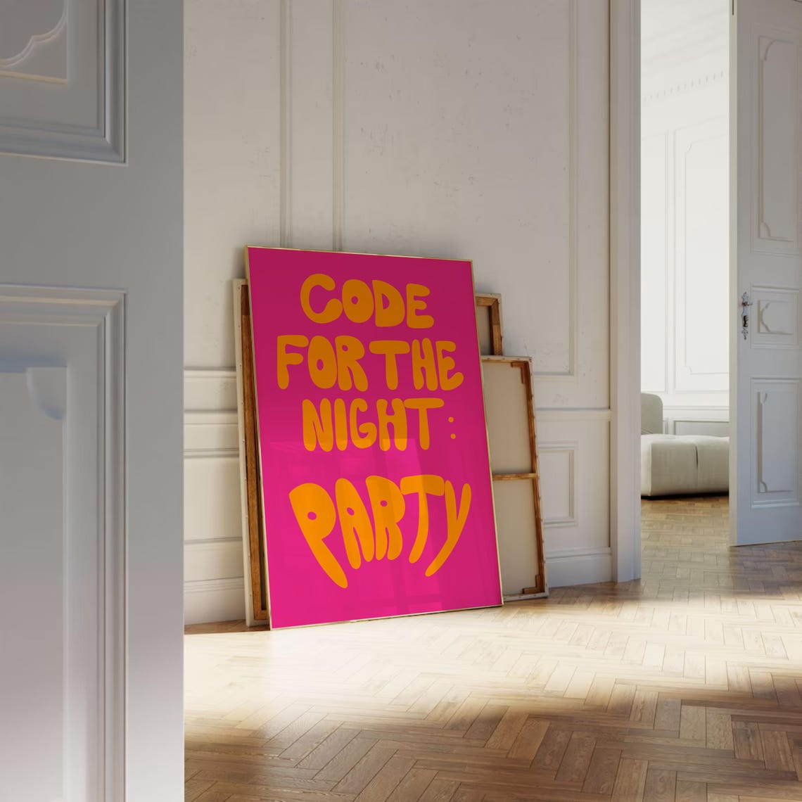 Code For The Night Party Hot Pink Bubble Letter Quote Poster for Dorms - Image 3