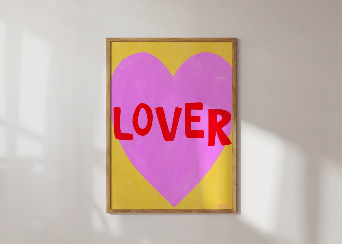 Lover Bold Red Pink Heart Retro Pop Maximalist Fun Quote Poster