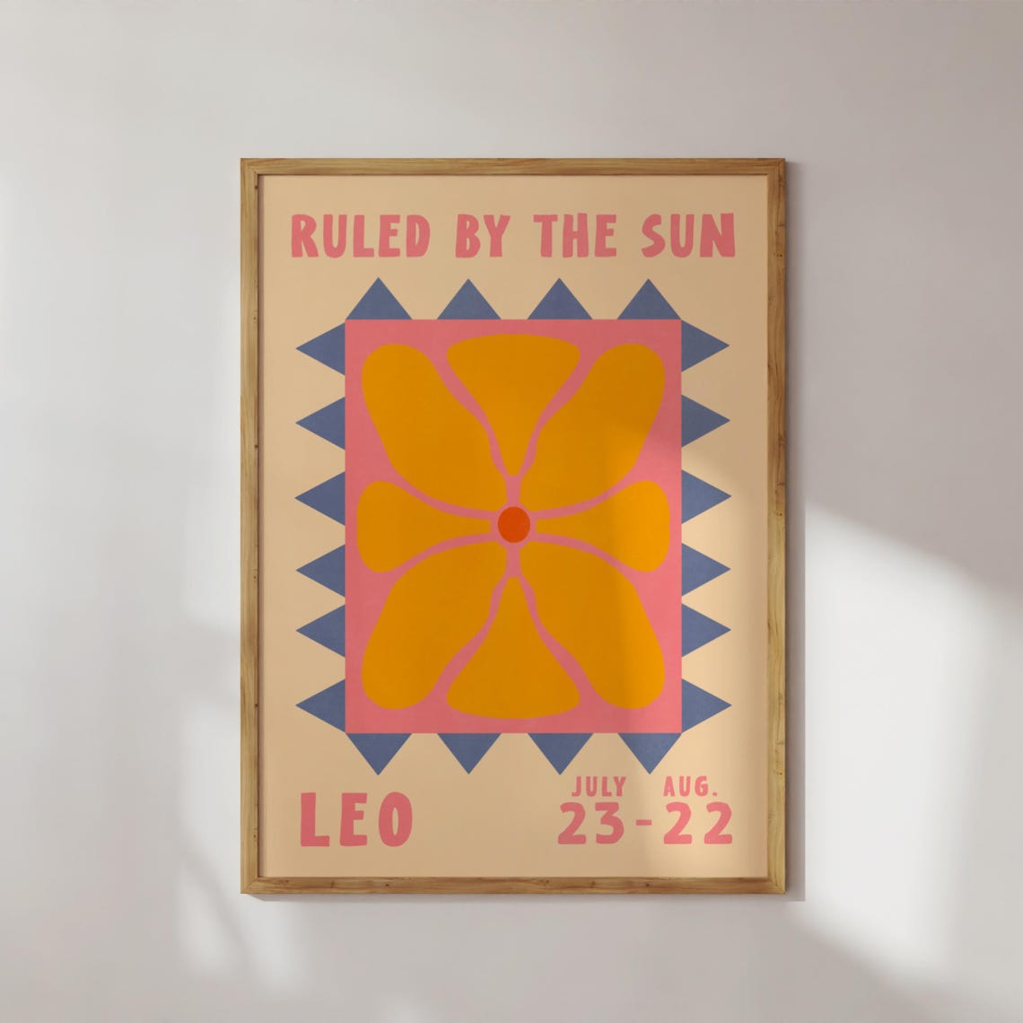 Leo Zodiac Flower Poster Ruled By The Sun Retro Astrology Print