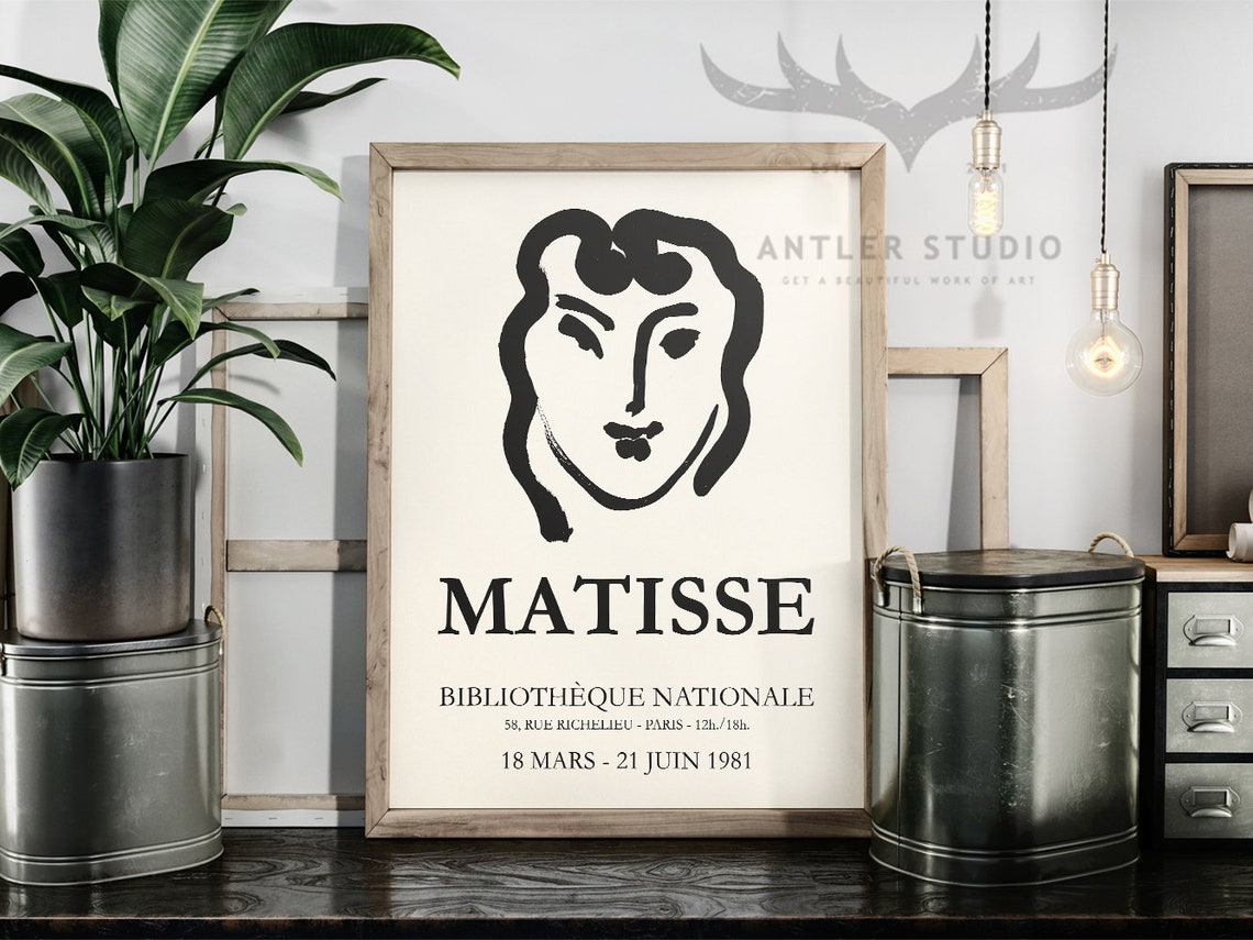 Henri Matisse Smiling Face Ink Drawing 1981 Paris Library Poster - Image 2