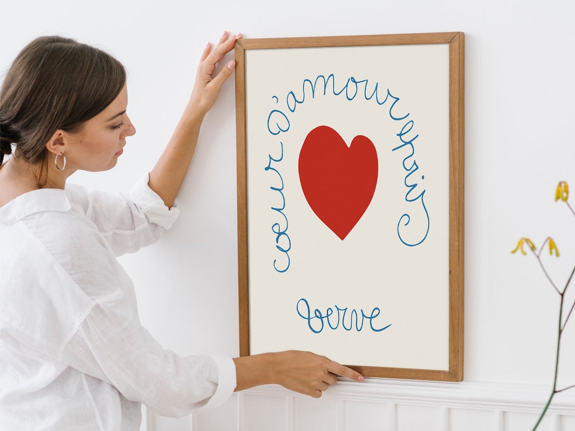 Henri Matisse Red Heart French Script Mid Century Modern Poster - Image 4