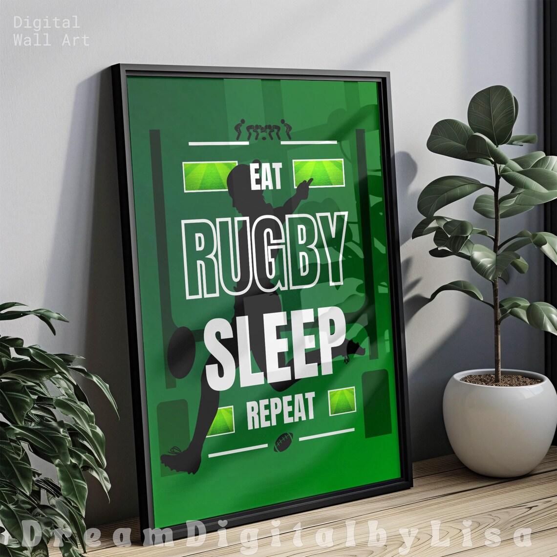 Rugby Poster Eat Sleep Rugby Repeat Wall Art Rugby Gifts Rugby Sports Print Instant Teen Wall Art Present - Image 2