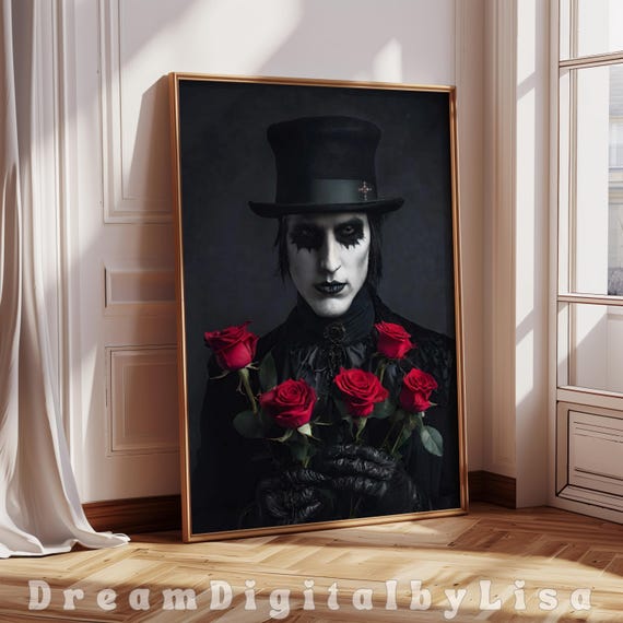 Dark Romantic Gothic Man, Alternative Valentines Art Print