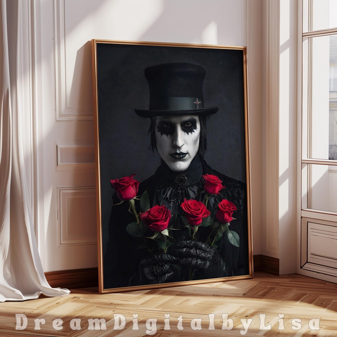 Dark Romantic Gothic Man, Alternative Valentines Art Print
