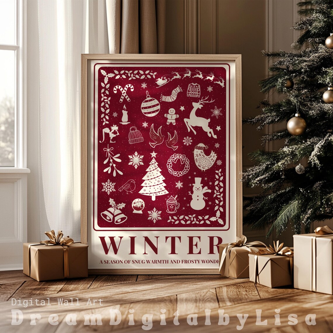 Winter Print, Seasonal Holiday Decor Art