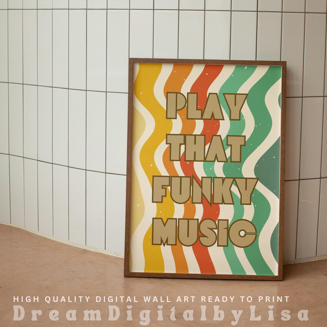 Play That Funky Music Colorful Retro Wavy Stripes Lyric Poster - Image 3