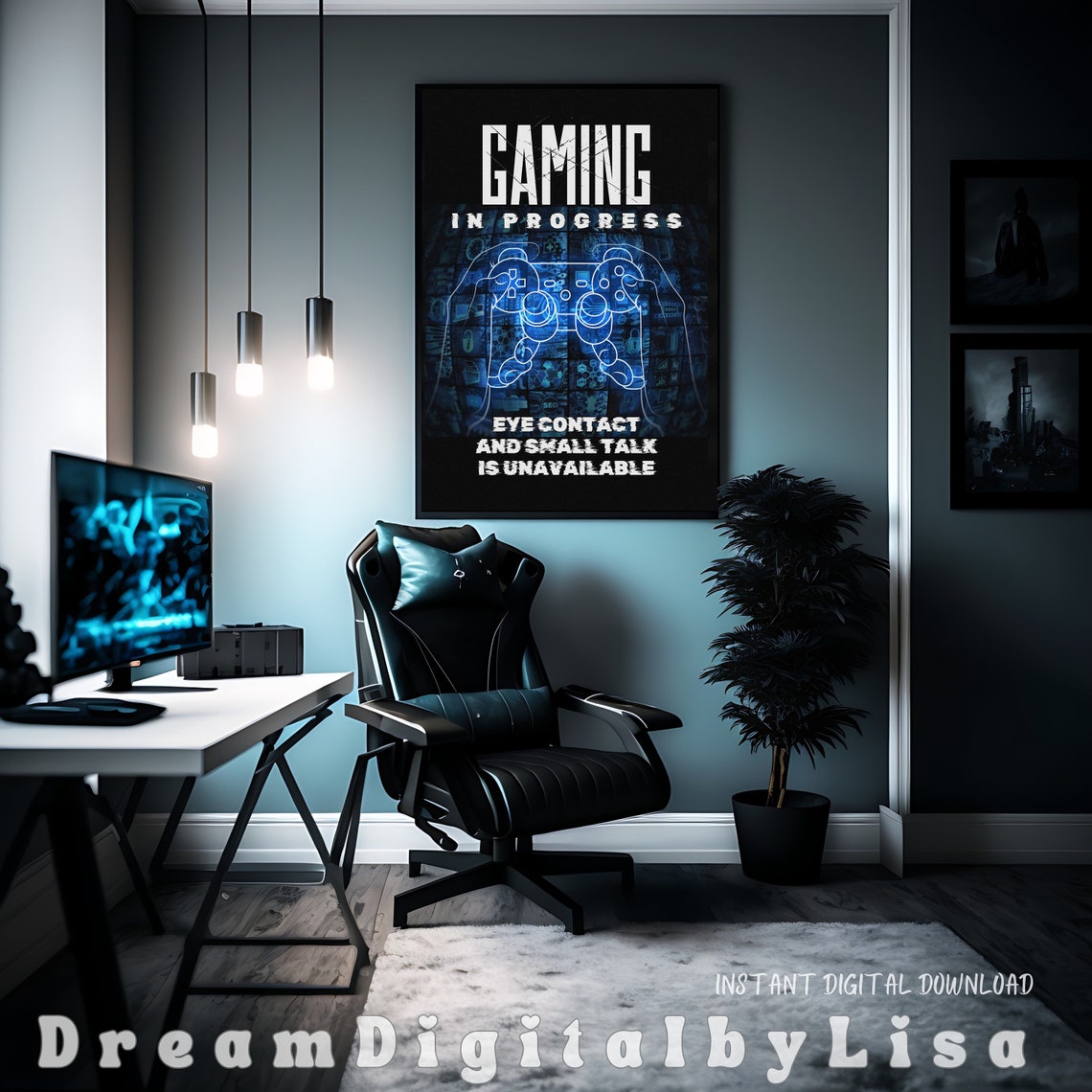 Gaming Poster Gaming Prints Blue Gaming Teenage Gamer Gift Kids Gaming Gifts Games Room Wall Art Gamer Boy - Image 2
