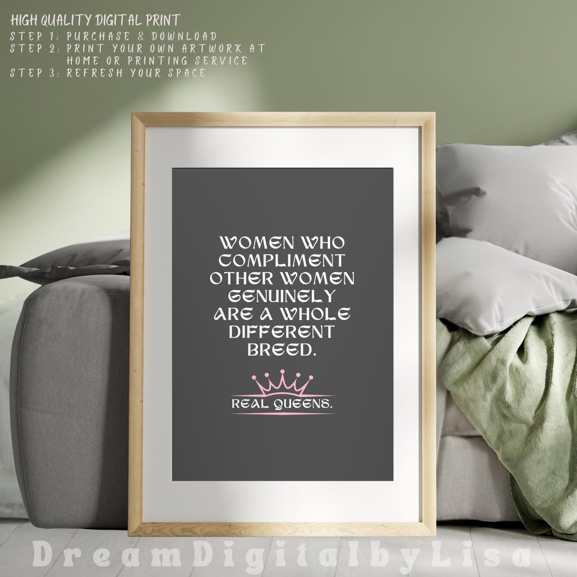 Real Queens Inspirational Empowering Feminist Print Positive Quote Girl Boss Best Friend Gifts Sassy Girl Power Instant - Image 4