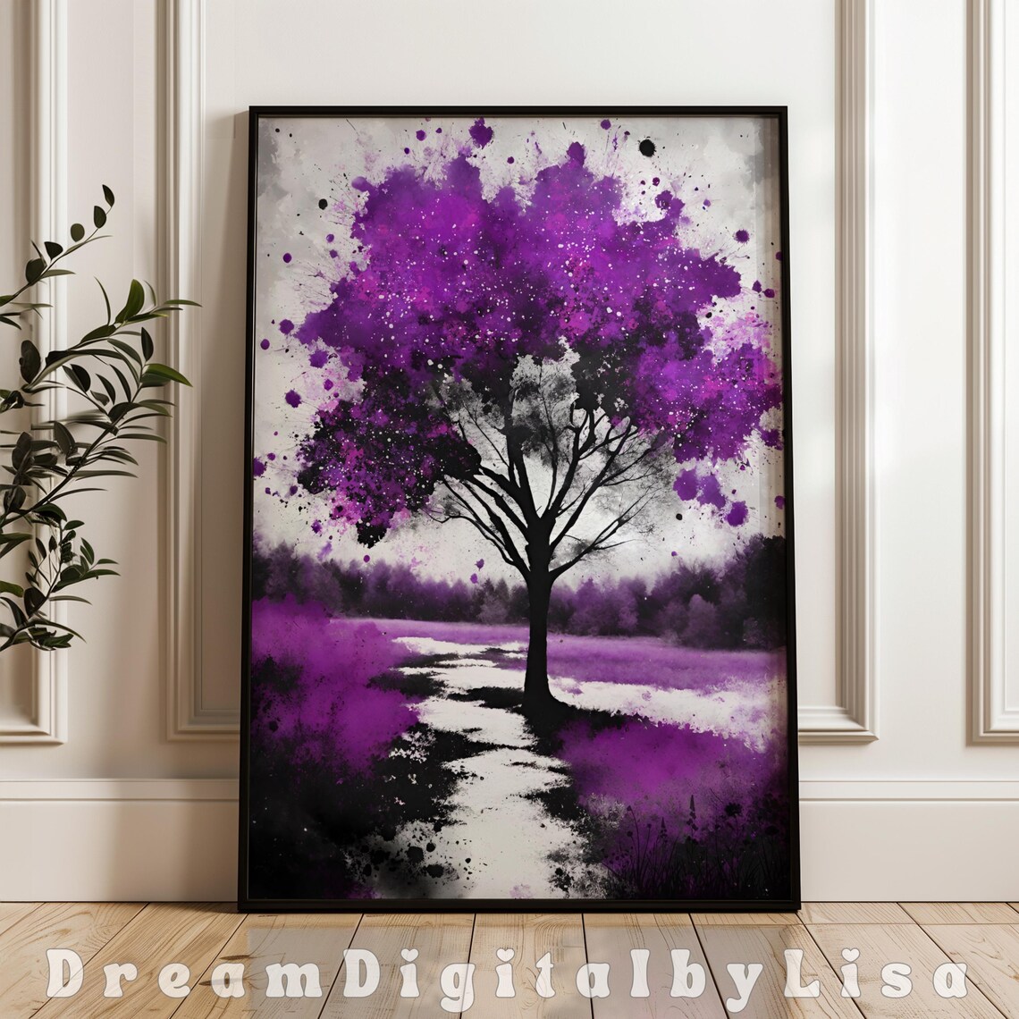 Paint Splatter Tree, Vibrant Nature Painting