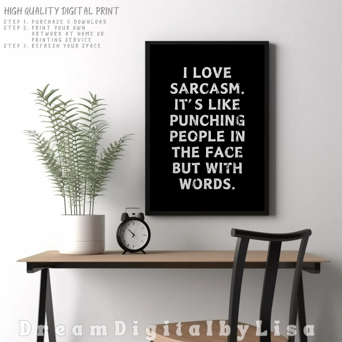 I Love Sarcasm Funny Sarcastic Black Typography Quote Office Poster - Image 3
