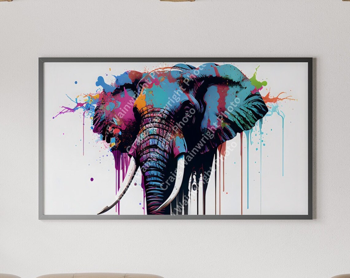 Elephant Colorful Splash Paint Portrait African Wildlife Poster - Image 4