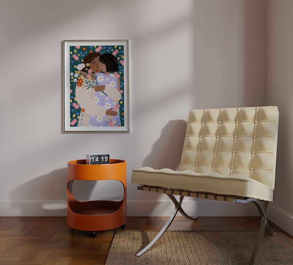 Mother And Daughter In The Wildflower Garden Art Print - Image 4