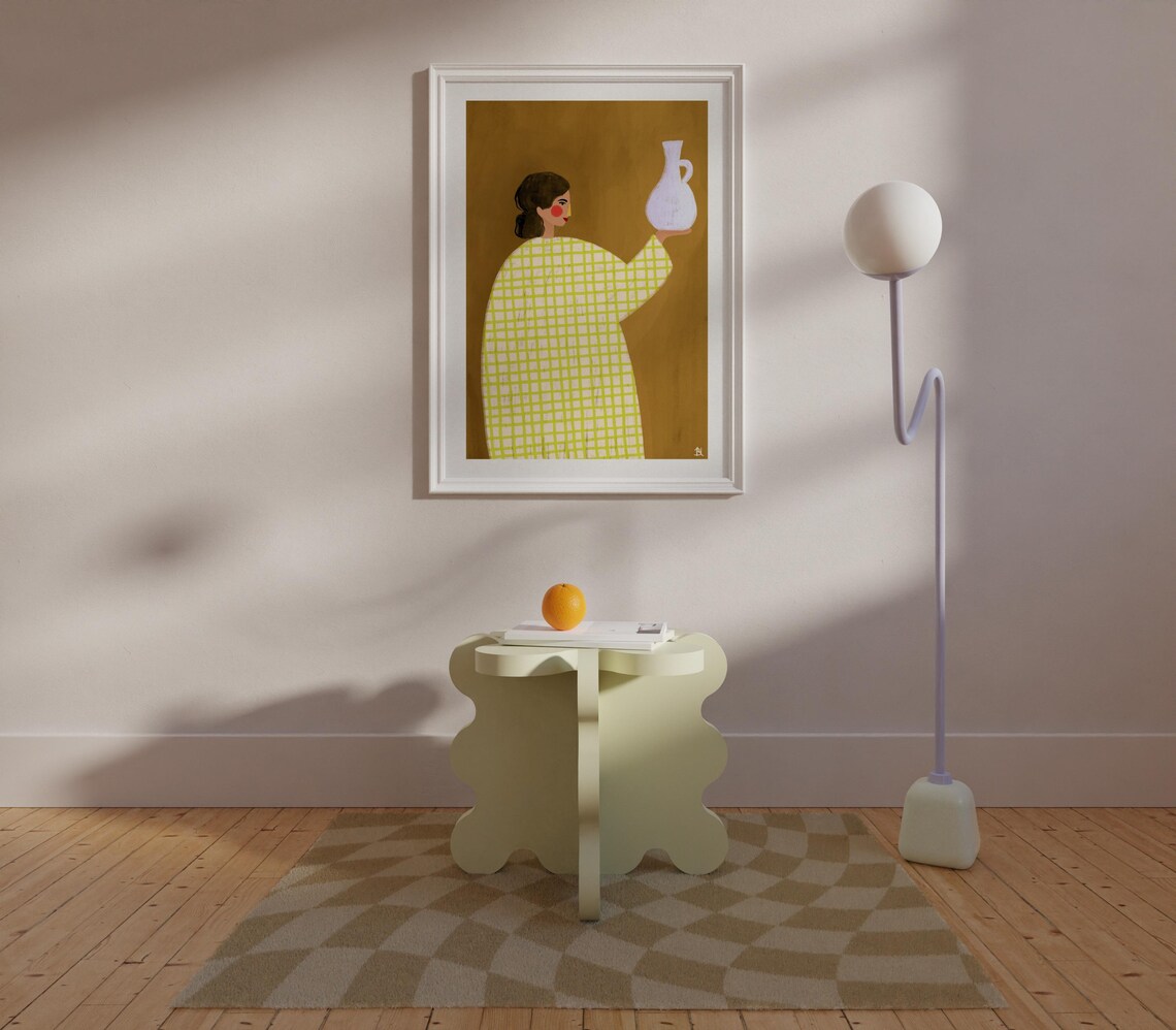 Woman With A Vase, Minimal Portrait Art Print - Image 3