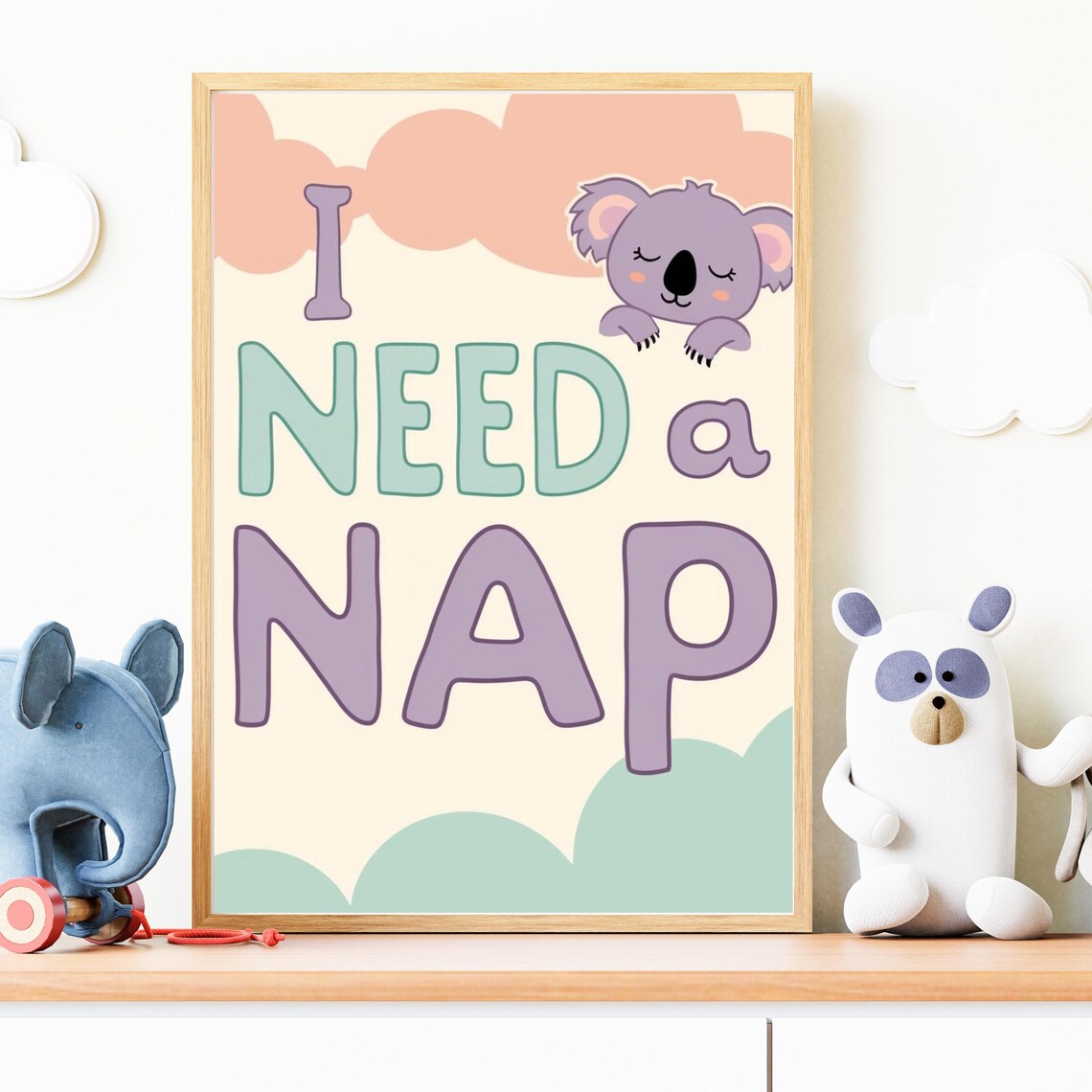 I Need A Nap Sleepy Koala Pastel Nursery Kids Room Decor Poster - Image 4
