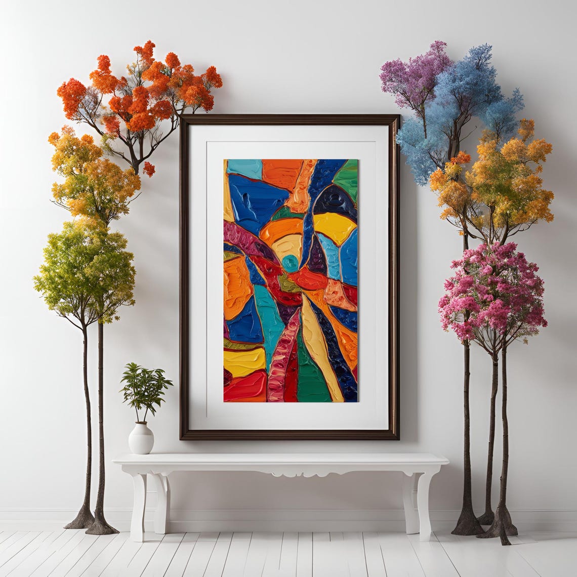 Chromatic Symphony Bold Abstract Impasto Swirl Modern Poster - Image 4