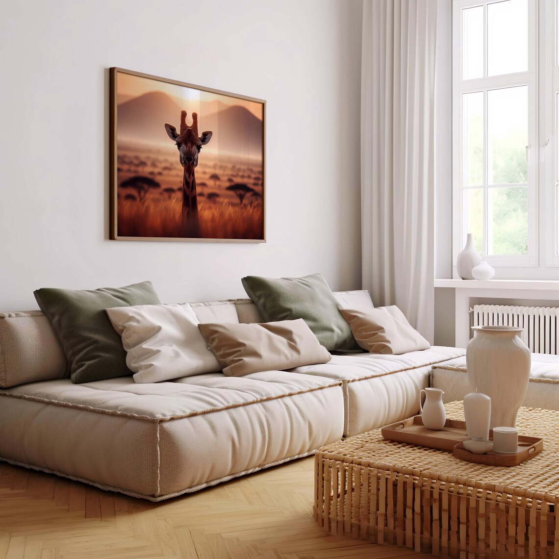 Giraffe in African Savanna Sunset Wildlife Photography Poster - Image 2