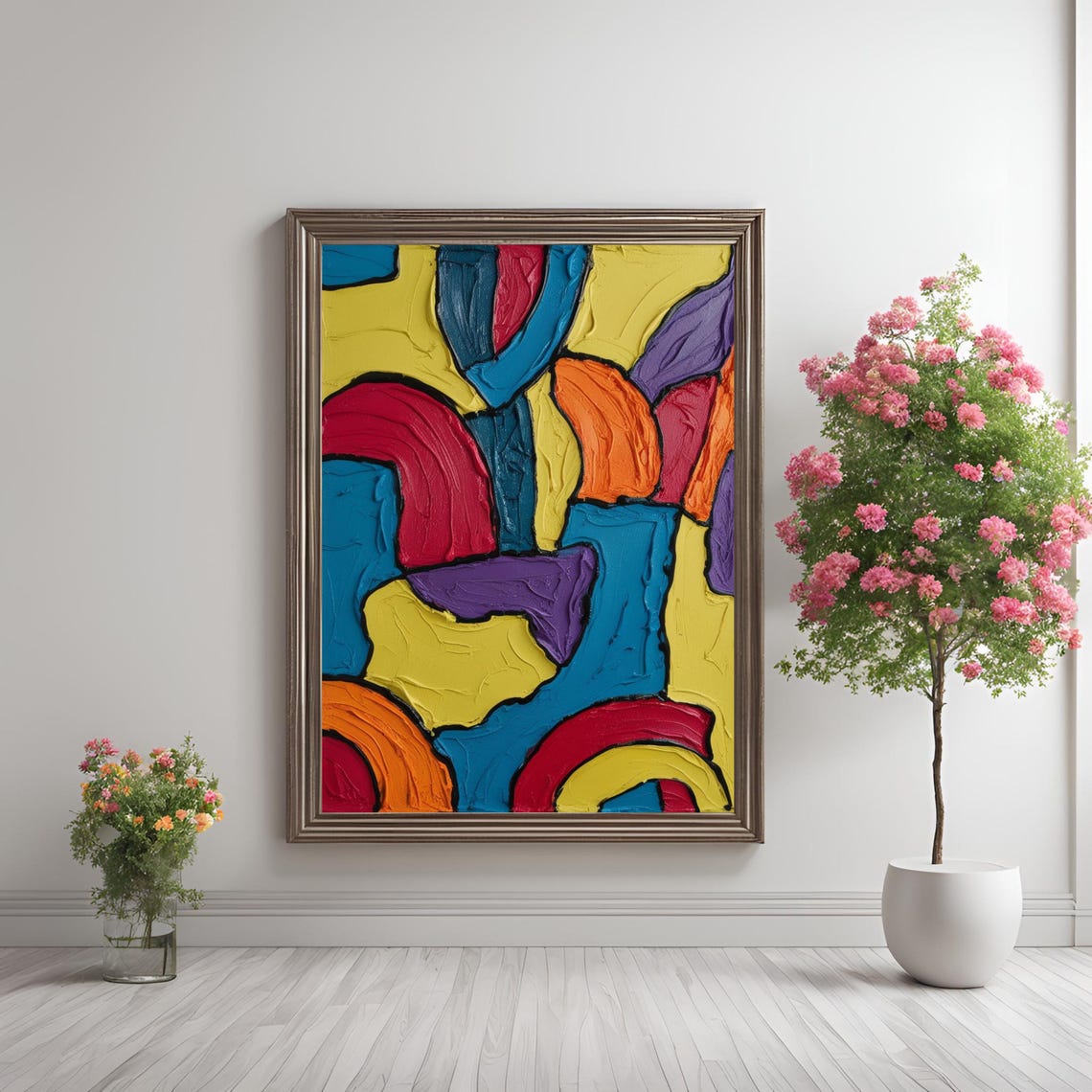Vibrant Mosaic Colorful Abstract Impasto Contemporary Poster
