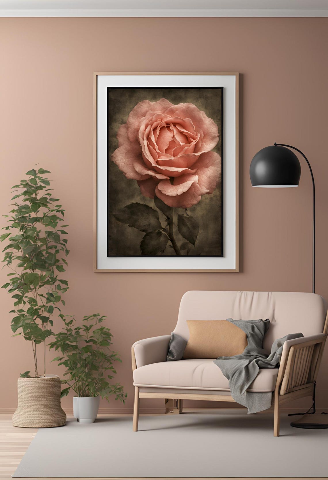 Vintage Pink Rose Close-Up Moody Romantic Botanical Classic Poster