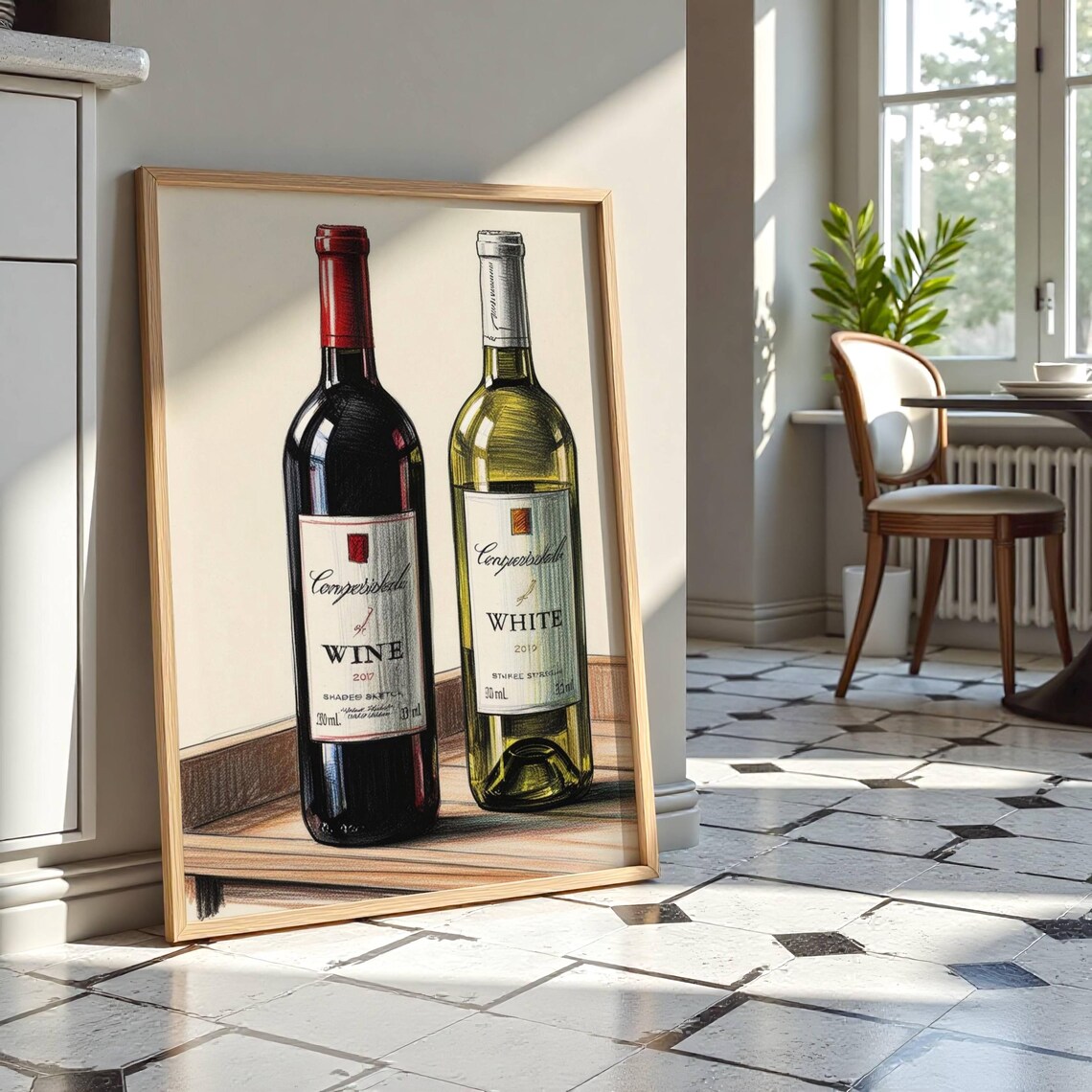 Kitchen Design Realistic Red White Wine Painting - Image 3