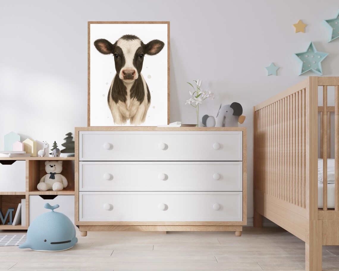 Cute Farmhouse Baby Cow, Farm Animal Decor - Image 2