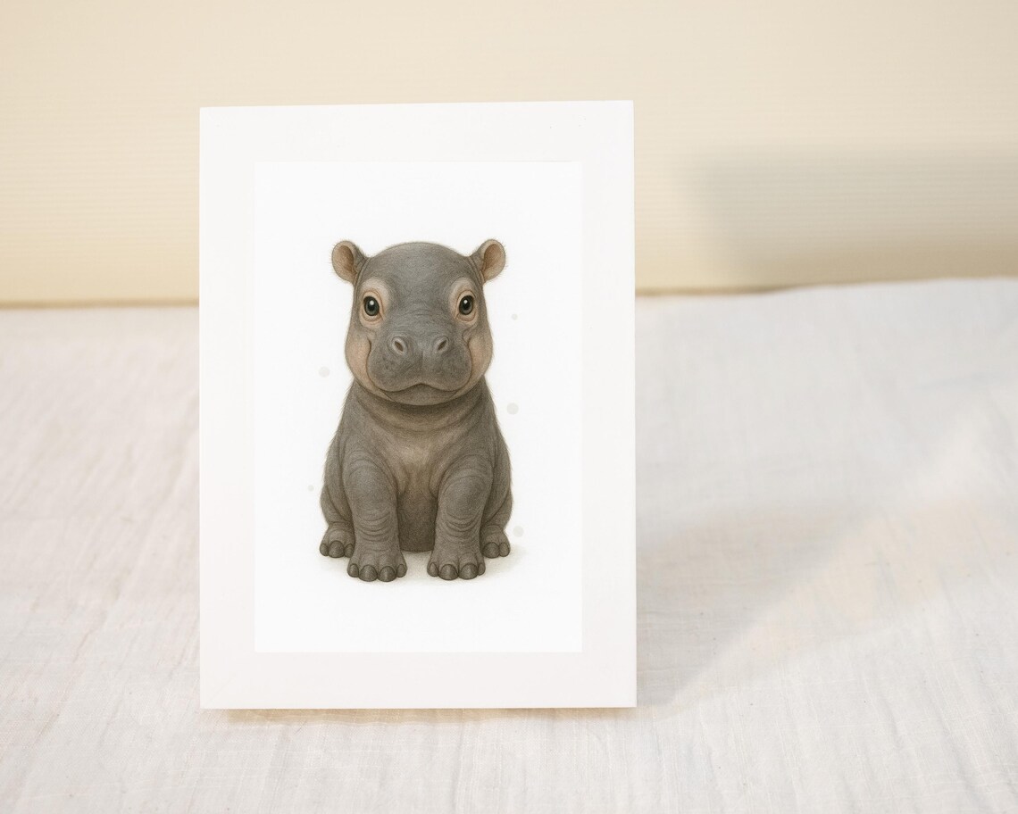 Hippo Nursery Wall Art, Safari Animal Decor - Image 3