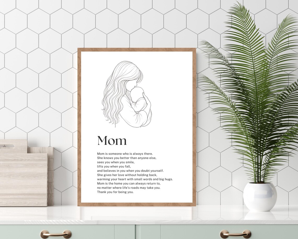 Mothers Day Gift, Minimalist Line Art Drawing - Image 2