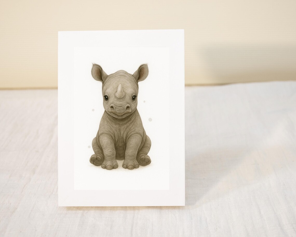 Safari Nursery Baby Rhino, Cute Rhinoceros Decor - Image 3