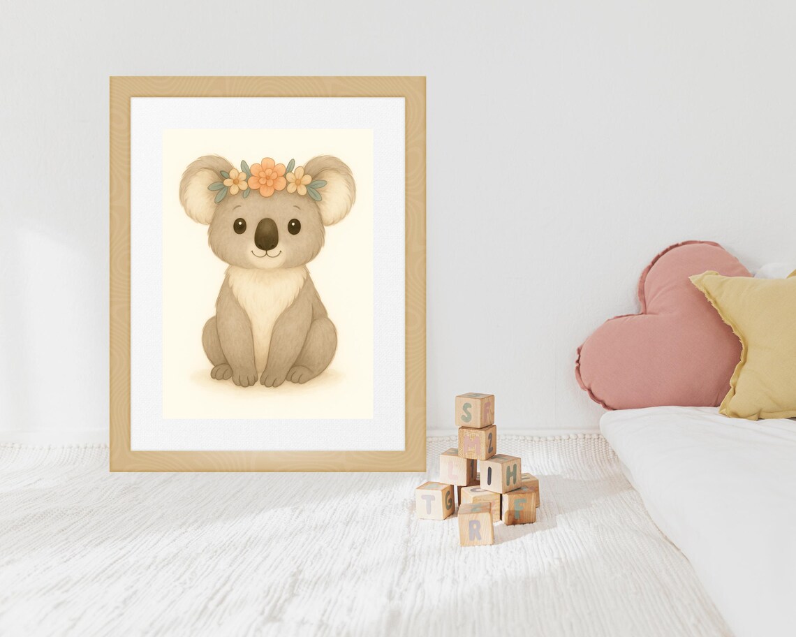 Boho Safari Koala Nursery Print, Watercolor Animal - Image 3