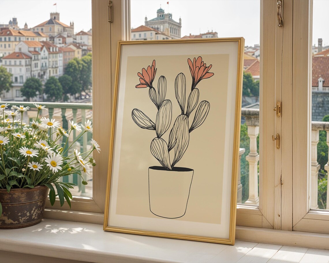 Minimalist Cactus Illustration, Boho Art Print