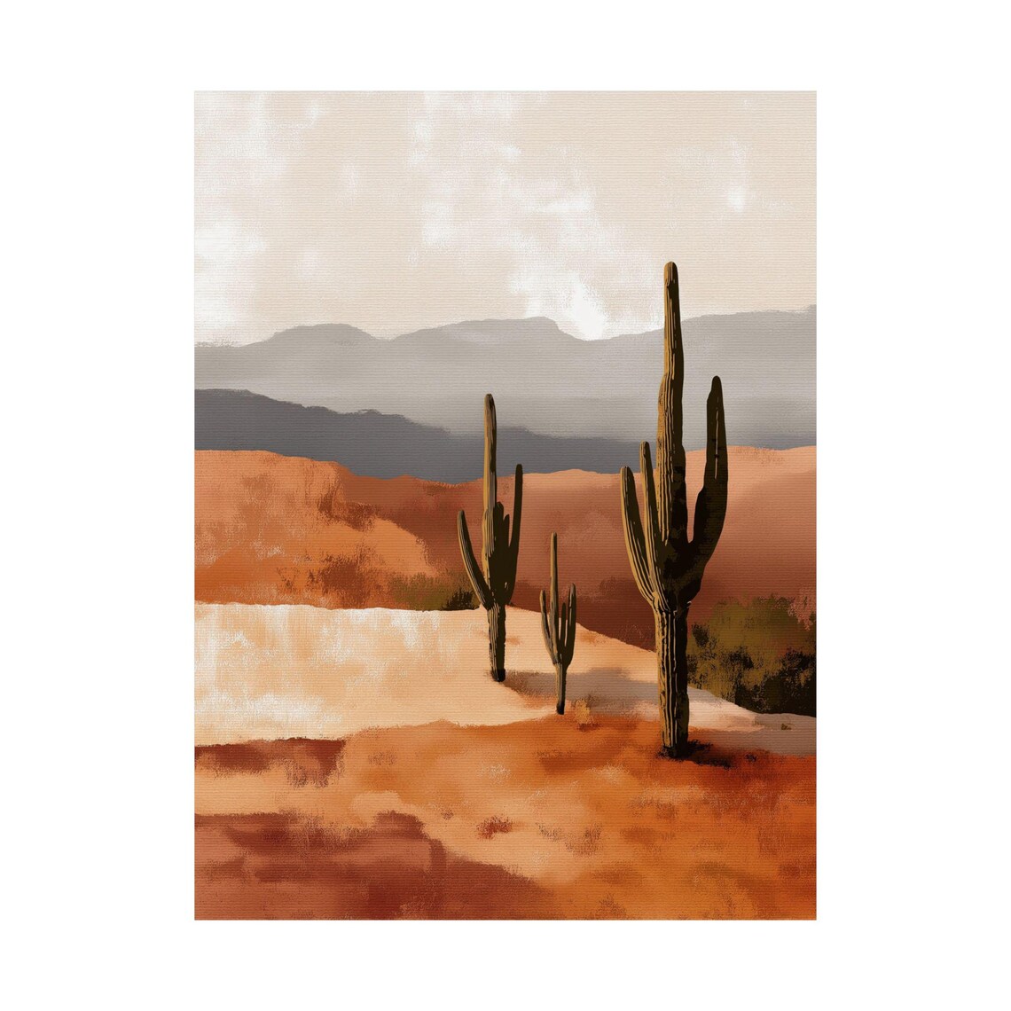 Desert Cactus, Minimalist Southwest Landscape Art Print