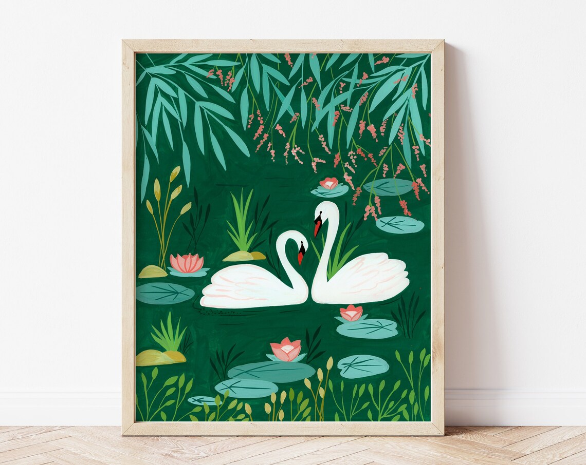 Swan Botanical Nursery Art Print, Jungle Decor