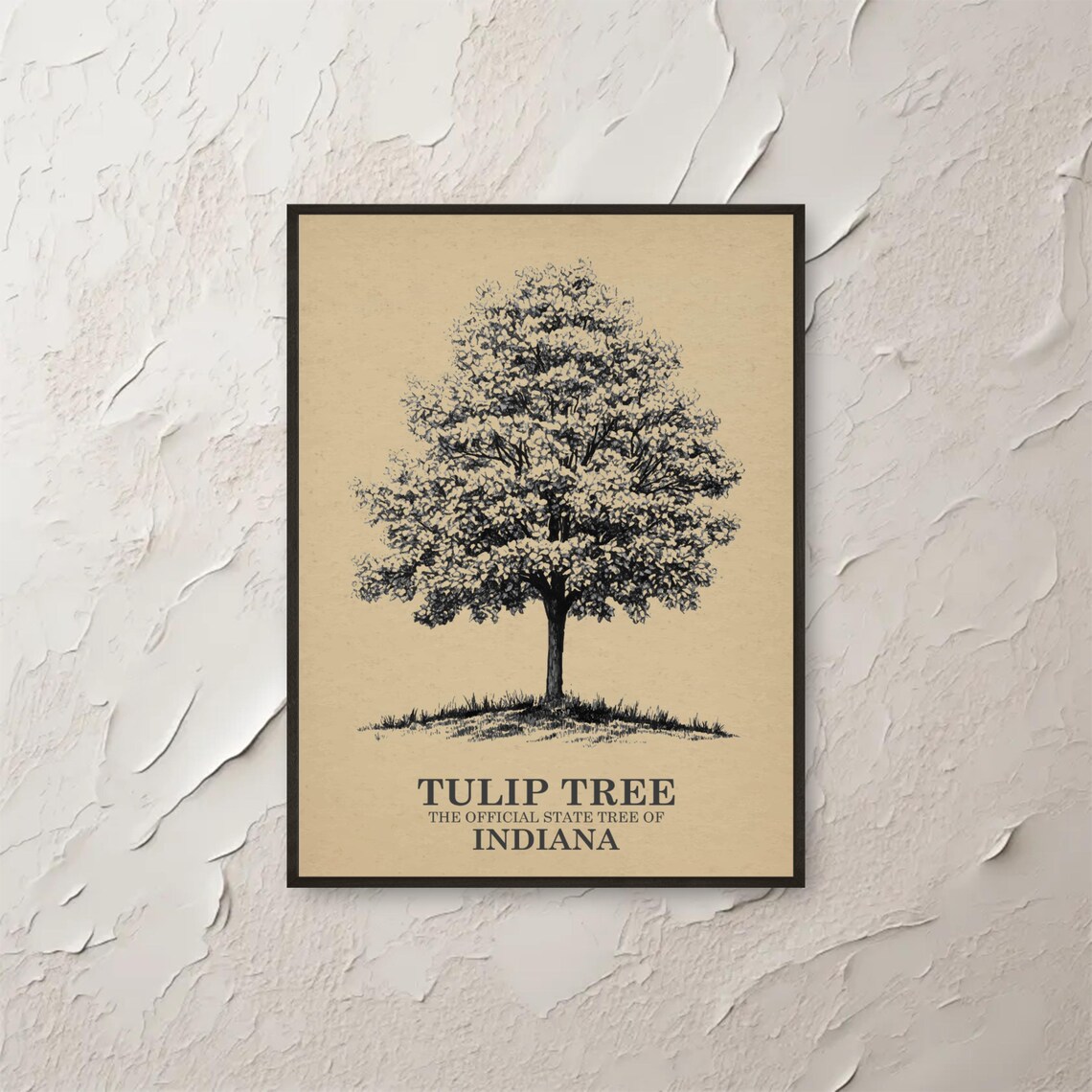 Indiana Tulip Tree Wall Art Botanical Print State Home Decor Vintage Poster Arboreal Gift