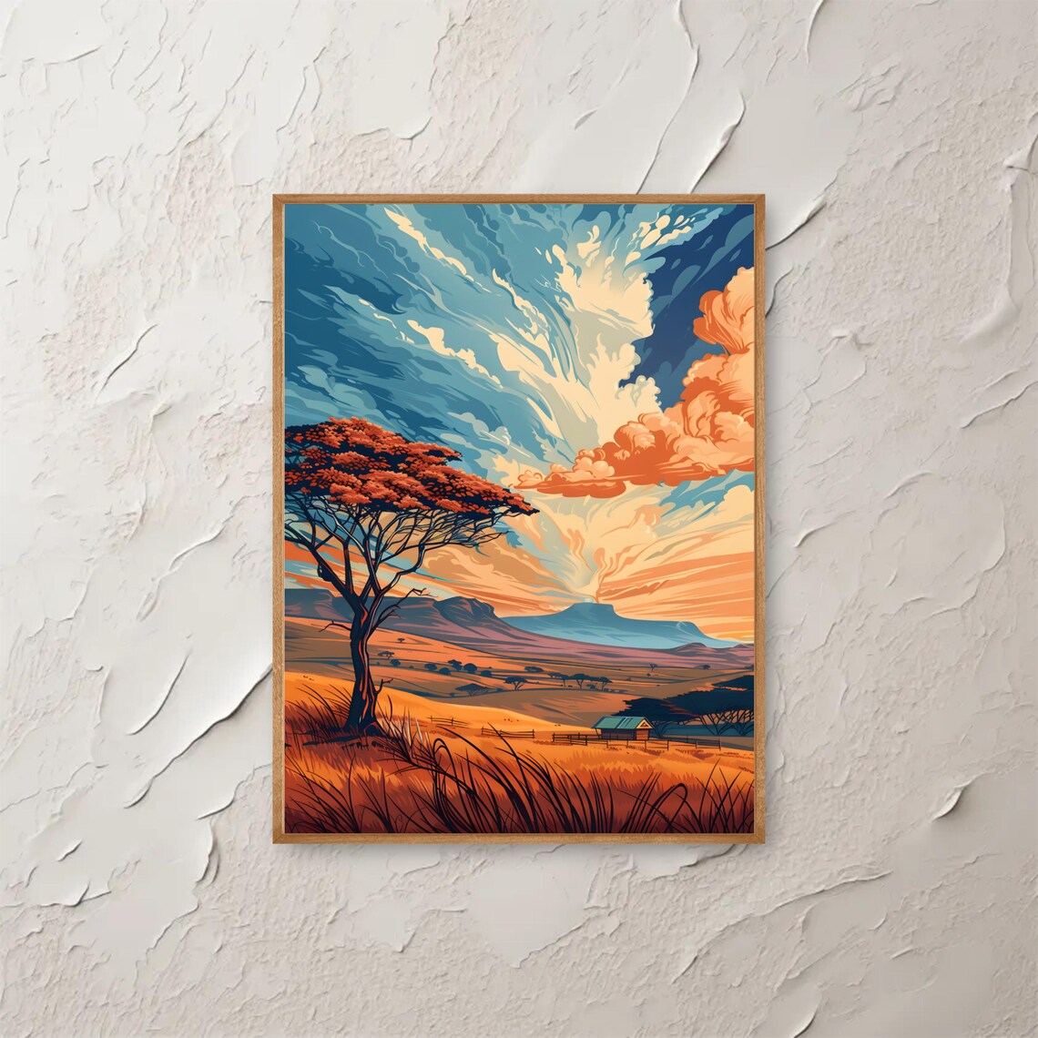 Savanna Sunset Acacia Tree Golden Horizon Landscape Art Print