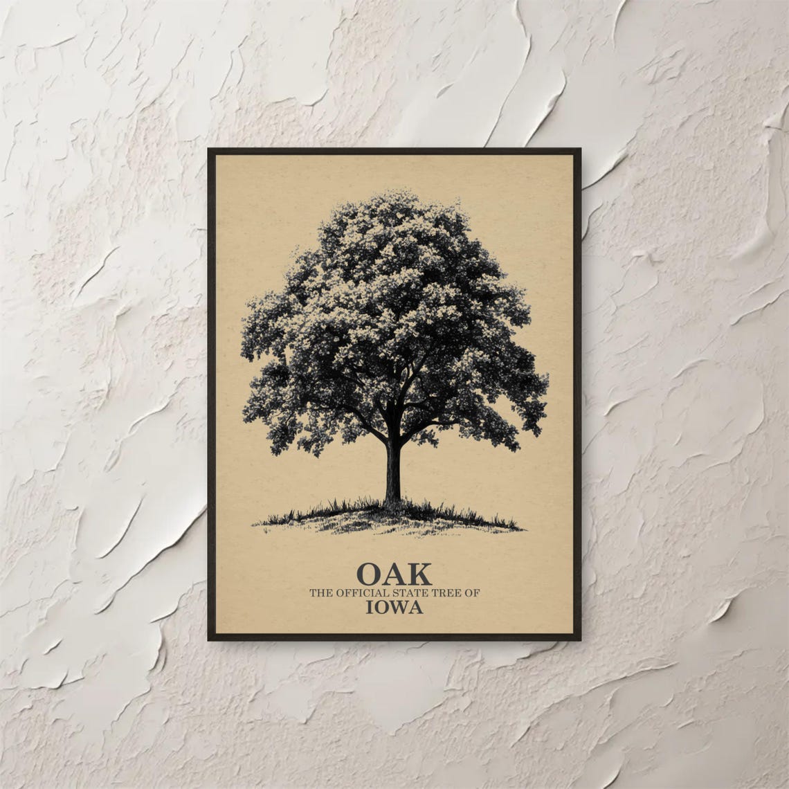 Vintage Oak Tree Illustration Iowa State Tree Botanical Decor Print