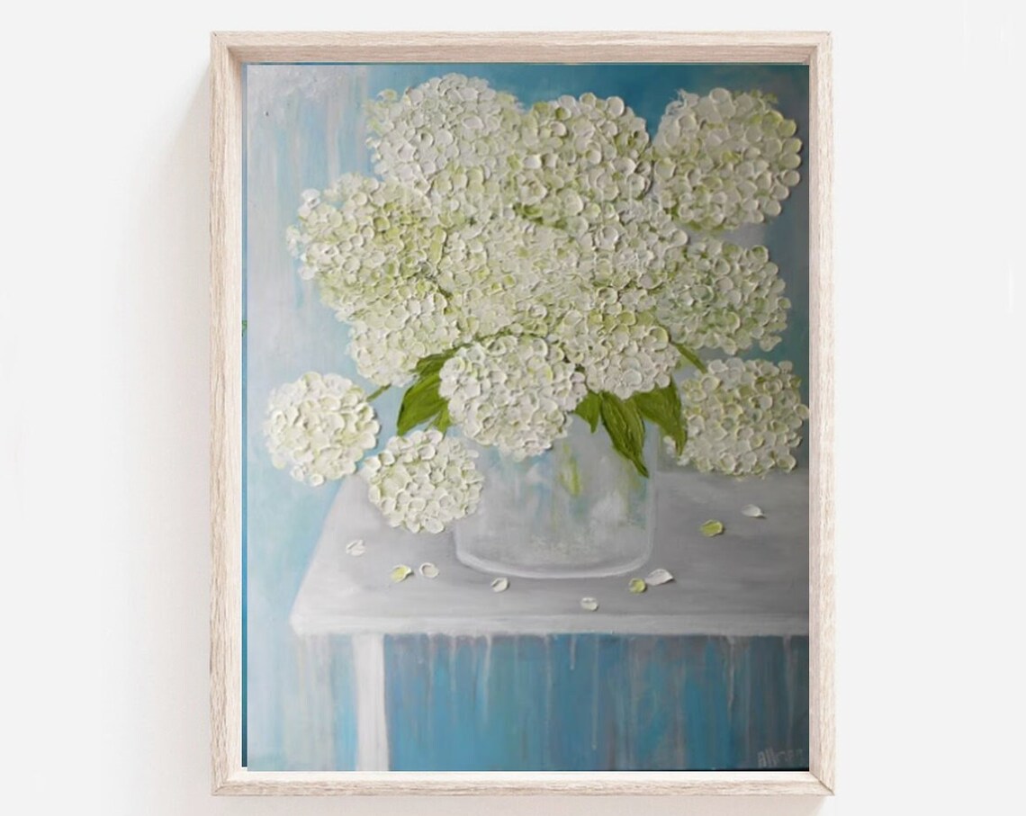 Custom Hydrangea Oil Painting, Botanical Art Print