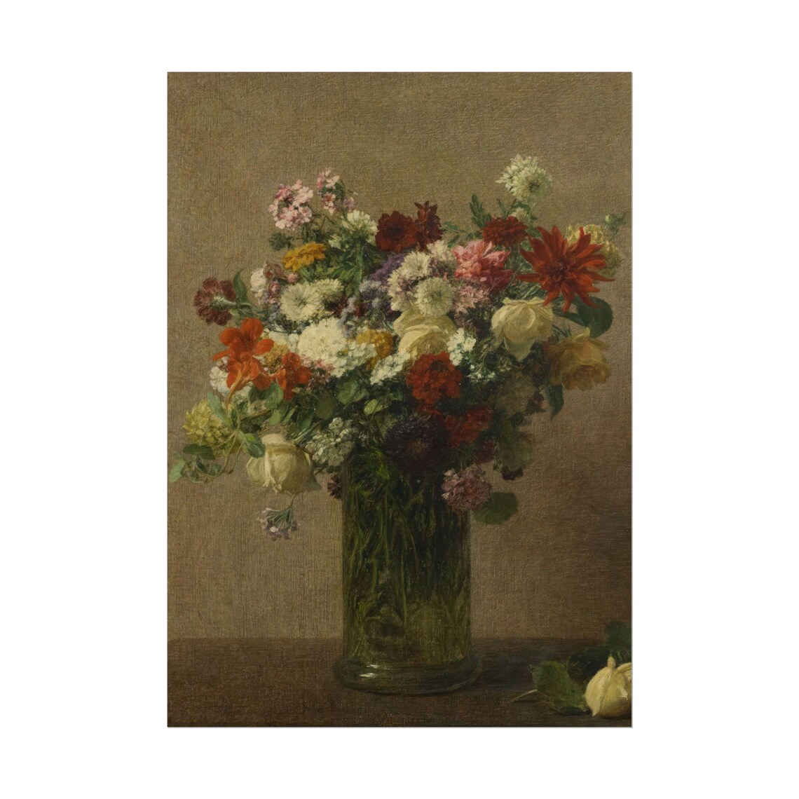 Garden Bouquet in Glass Vase Vintage Floral Oil Painting Poster - Image 3