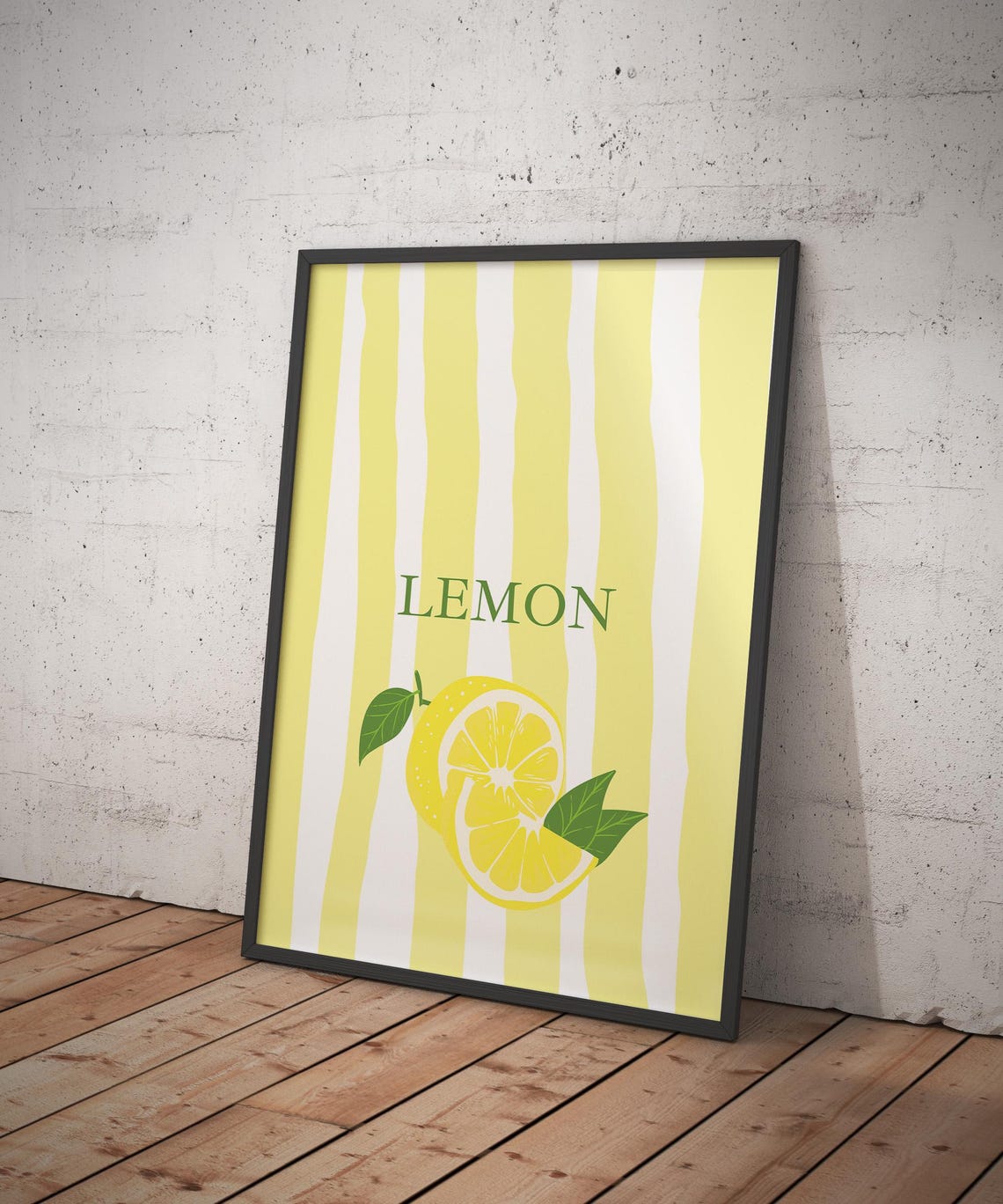 Lemons Wall Art Print Lemon And Stripes Modern Wall Art Kitchen Wall Decor Trendy Cute Minimalist Lemon Print Fruit Poster - Image 2