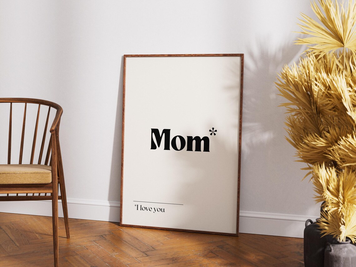 Mom I Love You Minimalist Definition Style Typography Gift Poster