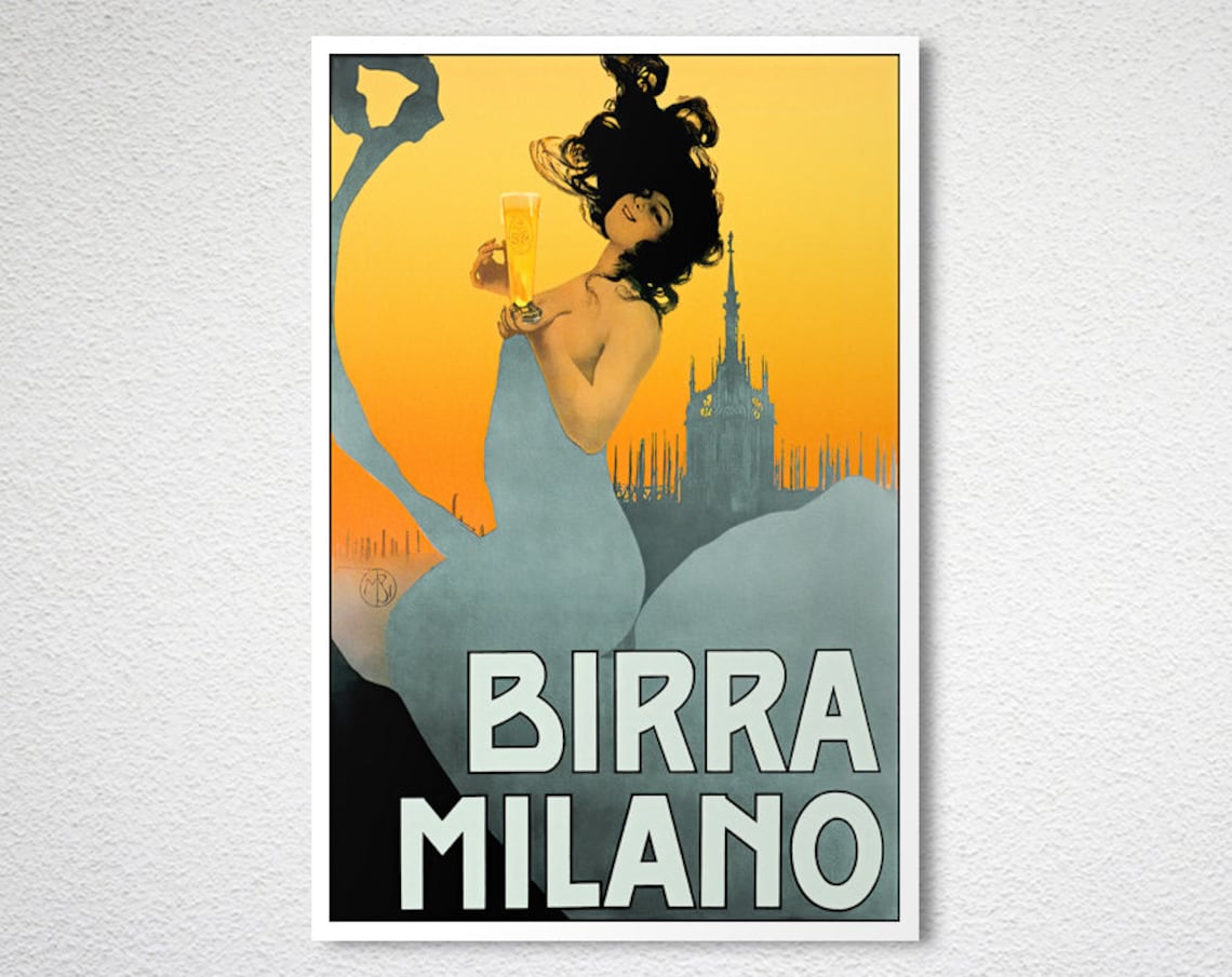 Birra Milano Vintage Food and Drink Travel Poster - Image 2
