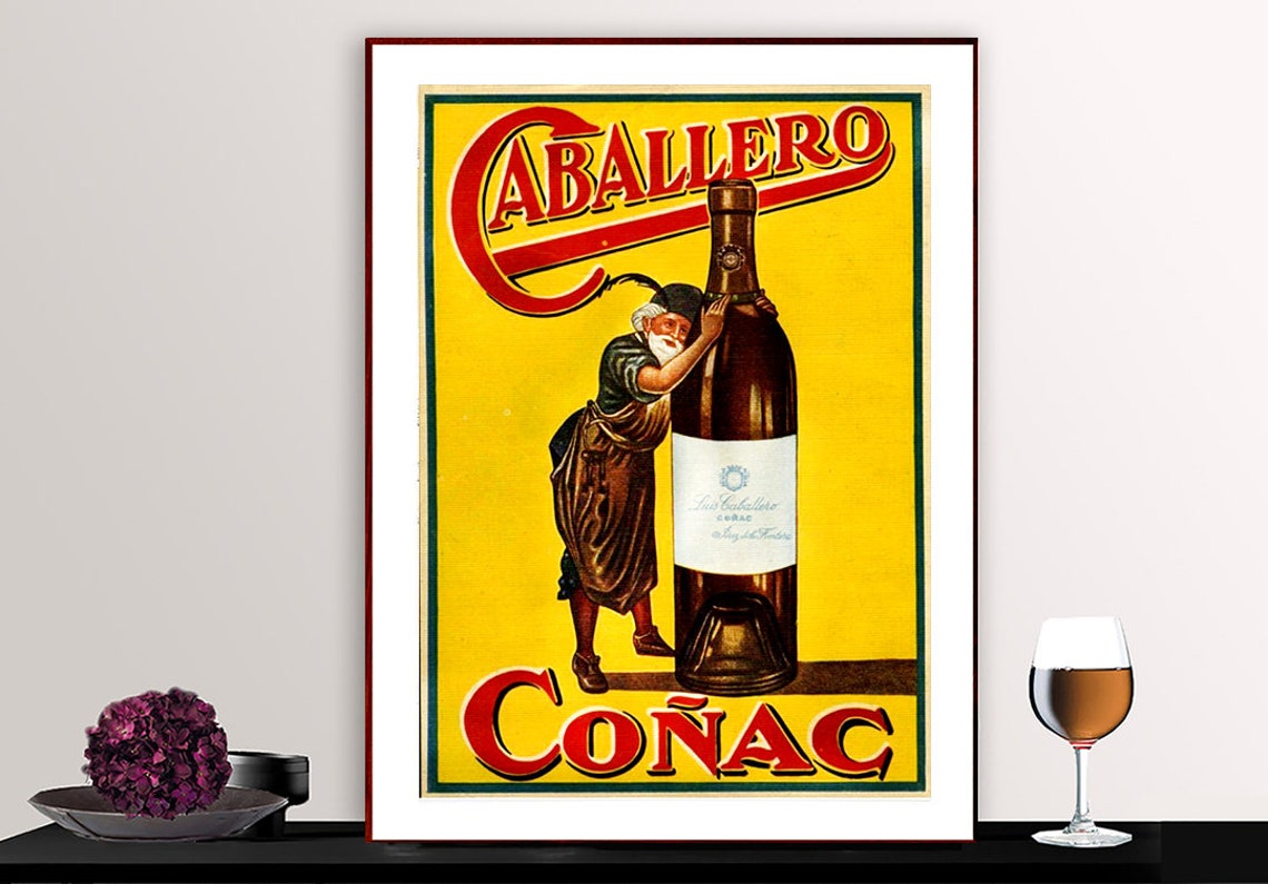 Caballero Coñac Classic Vintage Spanish Wine Advertisement Poster