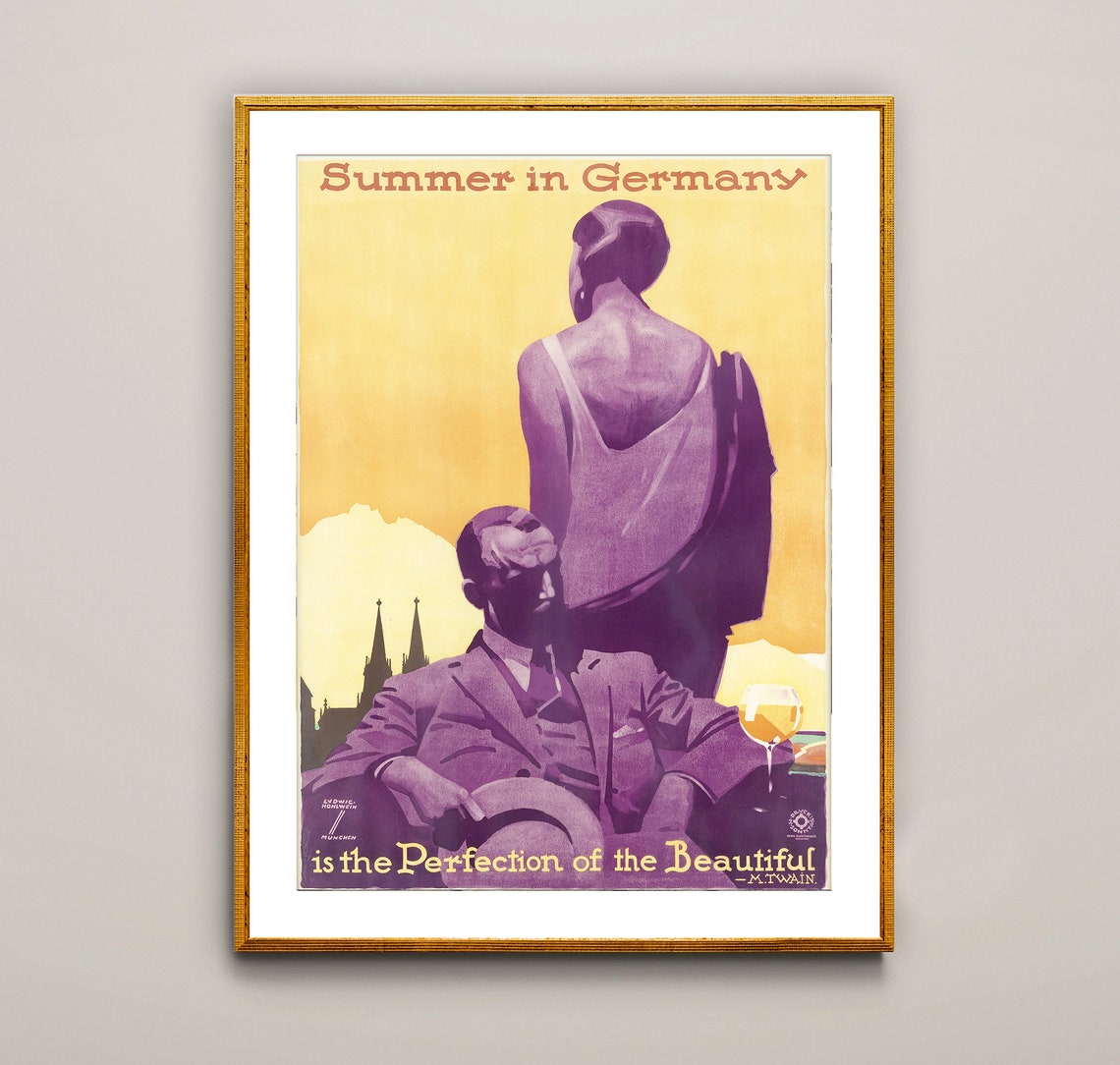Summer in Germany Vintage German Travel Mark Twain Quote Poster - Image 2